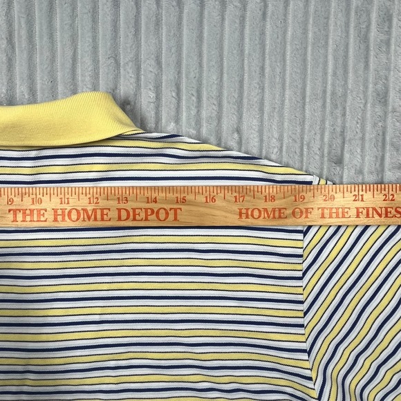 Polo Ralph Lauren Golf Fit Short Sleeve Shirt Men's L Striped Yellow Blue Preppy - Picture 10 of 15